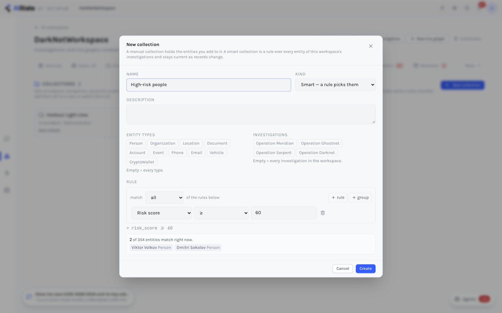 Smart collection editor
