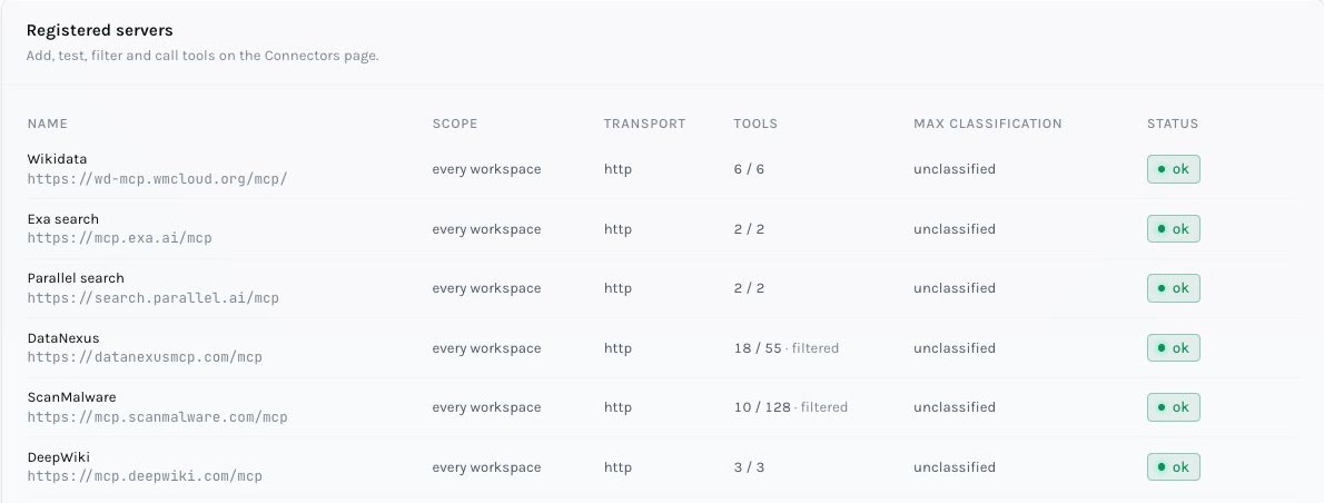 Connector settings